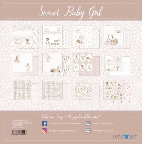 Papers For You - Designpapier "Sweet Baby Girl" Scrap Paper Pack 8x8 Inch - 24 Bogen