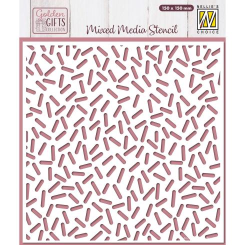 Nellie Snellen - Schablone 15x15cm "Confetti Sprinkles" Golden Gifts Collection Stencil 