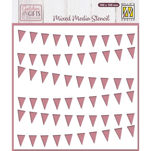 Nellie Snellen - Schablone 15x15cm "Spring Banners" Golden Gifts Collection Stencil 