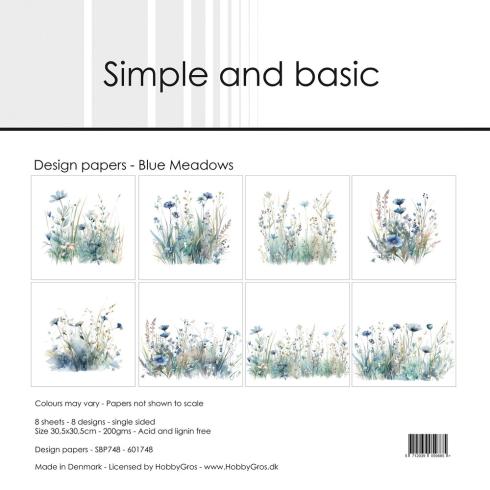 Simple and Basic - Designpapier "Blue Meadows" Paper Pack 12x12 Inch - 8 Bogen 