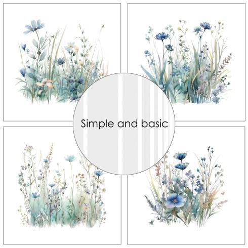 Simple and Basic - Designpapier "Blue Meadows" Paper Pack 6x6 Inch - 24 Bogen 