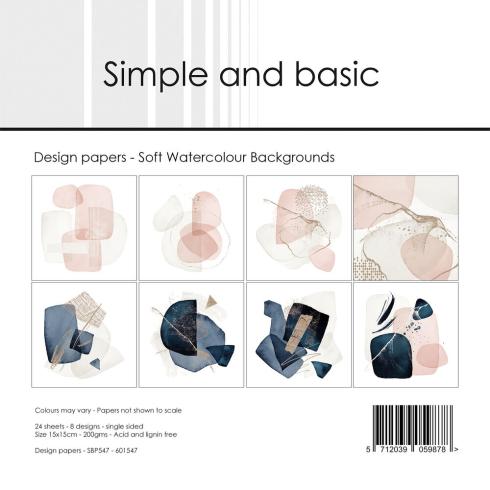 Simple and Basic - Designpapier "Soft Watercolour Backgrounds" Paper Pack 6x6 Inch - 24 Bogen 