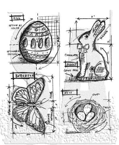Stampers Anonymous - Gummistempelset "Easter Blueprint" Cling Stamp Design by Tim Holtz