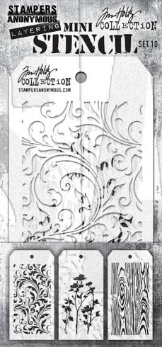 Stampers Anonymous - Schablone "Set #10" Layering Mini Stencil Design by Tim Holtz