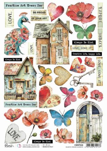 Ciao Bella - Decopatch Papier "Majestic Dreams Elements" Rice Paper A4 - 5 Bogen