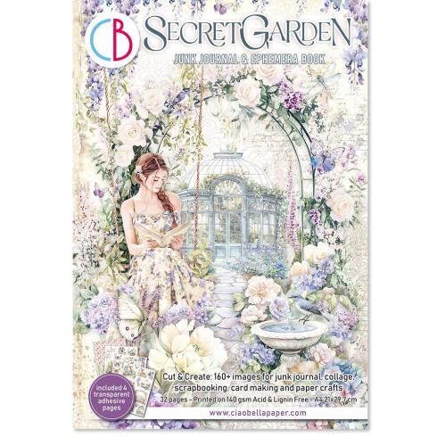 Ciao Bella - Designpapier & Stanzteile "Secret Garden" Junk Journal Ephemera Book A4 - 32 Bogen