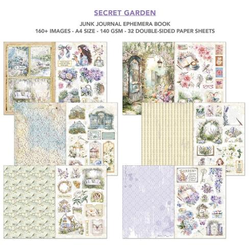 Ciao Bella - Designpapier & Stanzteile "Secret Garden" Junk Journal Ephemera Book A4 - 32 Bogen