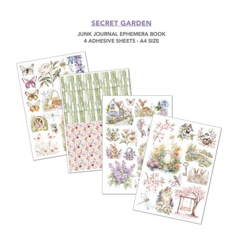 Ciao Bella - Designpapier & Stanzteile "Secret Garden" Junk Journal Ephemera Book A4 - 32 Bogen