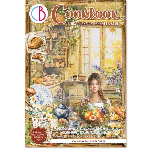 Ciao Bella - Designpapier & Stanzteile "Cookbook" Junk Journal Ephemera Book A4 - 32 Bogen