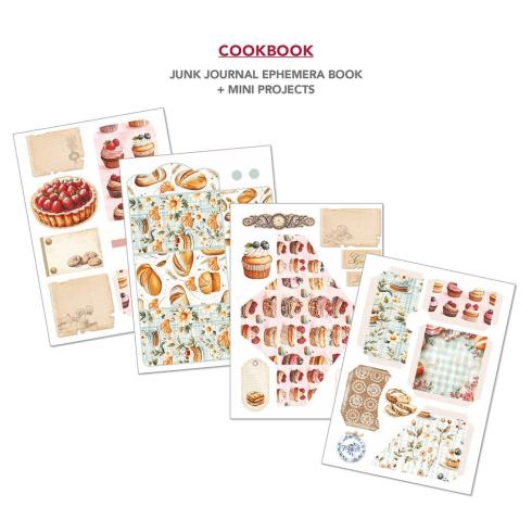 Ciao Bella - Designpapier & Stanzteile "Cookbook" Junk Journal Ephemera Book A4 - 32 Bogen