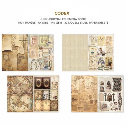 Ciao Bella - Designpapier & Stanzteile "Codex" Junk Journal Ephemera Book A4 - 32 Bogen
