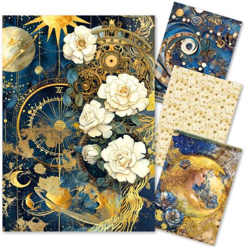 Ciao Bella - Decopatch Papier "Celestial Mixed" Rice Paper A4 - 4 Bogen