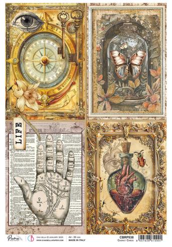 Ciao Bella - Decopatch Papier "Cabinet Cards" Rice Paper A4 - 5 Bogen