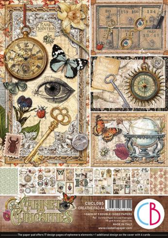 Ciao Bella - Stanzteile "Cabinet of Curiosities" Creative Pad A4 - 9 Bogen