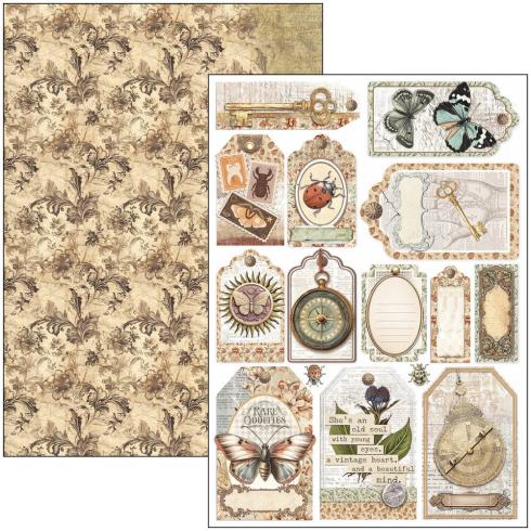 Ciao Bella - Stanzteile "Cabinet of Curiosities" Creative Pad A4 - 9 Bogen