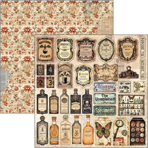 Ciao Bella - Designpapier "Cabinet of Curiosities" Paper Pack 8x8 Inch - 12 Bogen