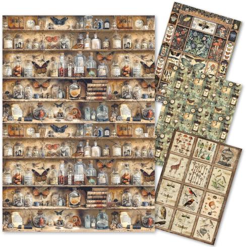 Ciao Bella - Decopatch Papier "Cabinet of Curiosites Mixed" Rice Paper A4 - 4 Bogen