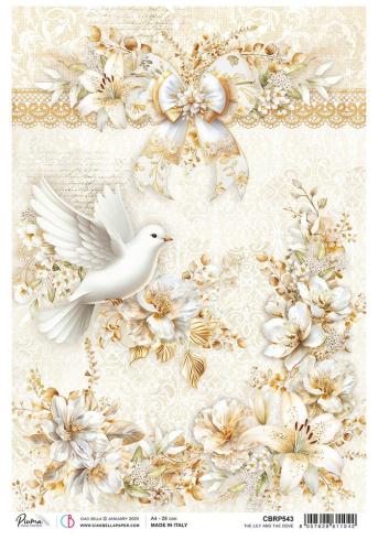 Ciao Bella - Decopatch Papier "The Lily and the Dove" Rice Paper A4 - 5 Bogen