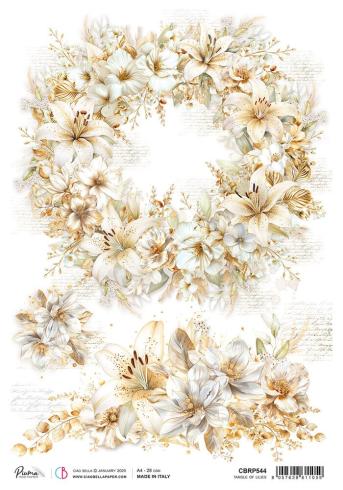 Ciao Bella - Decopatch Papier "Tangle of Lilies" Rice Paper A4 - 5 Bogen
