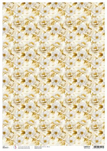 Ciao Bella - Decopatch Papier "White Roses" Rice Paper A3 - 3 Bogen