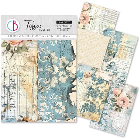 Ciao Bella - Seidenpapier - Decopatch Papier "French Blue" Tissue Paper A4 - 6 Bogen