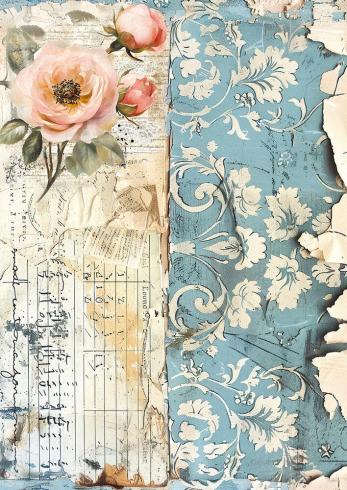 Ciao Bella - Seidenpapier - Decopatch Papier "French Blue" Tissue Paper A4 - 6 Bogen