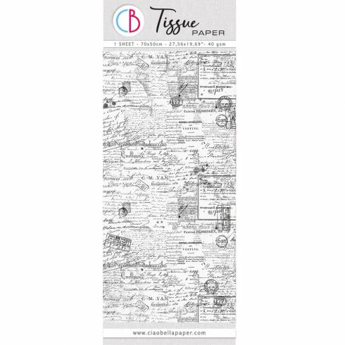 Ciao Bella - Seidenpapier - Decopatch Papier "Gentlemen Words" Tissue Paper 70x50cm - 1 Bogen