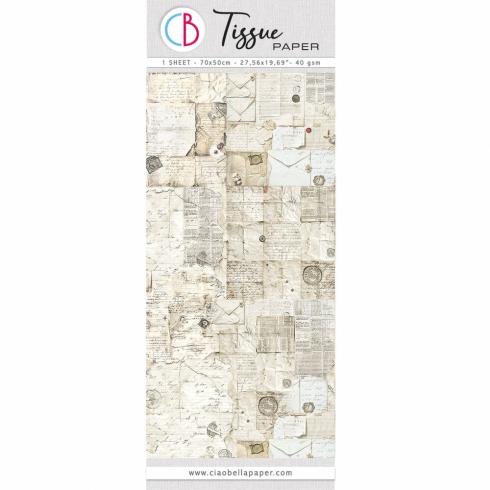 Ciao Bella - Seidenpapier - Decopatch Papier "Antique Handwritten Letter" Tissue Paper 70x50cm - 1 Bogen