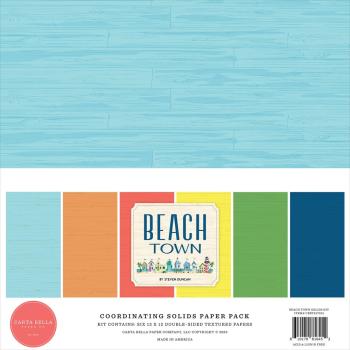 Carta Bella - Cardstock "Beach Town" Coordinating Solids Paper Pack 12x12 Inch - 6 Bogen