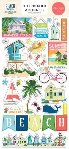 Carta Bella - Chipboard Sticker 6x13 Inch "Beach Town "