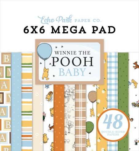Echo Park - Designpapier "Winnie The Pooh Baby" Cardmakers Mega Pad 6x6 Inch - 48 Bogen