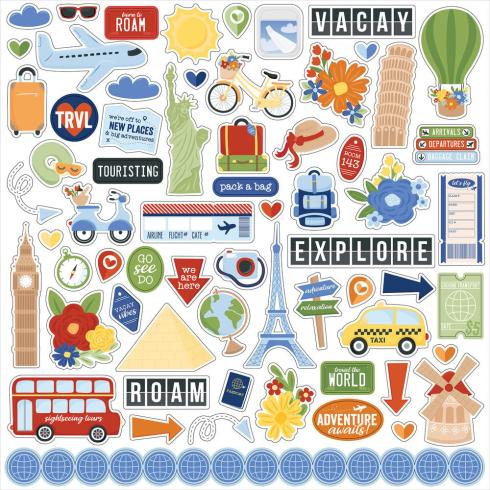 Echo Park - Designpapier "Born To Travel" Collection Kit 12x12 Inch - 12 Bogen