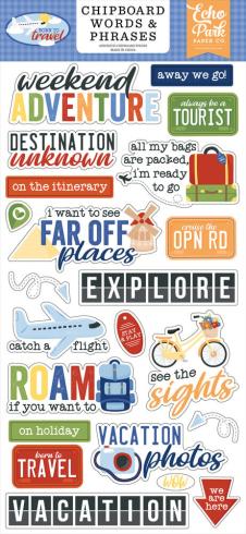 Echo Park - Sticker "Born To Travel" Chipboard 6x13 Inch