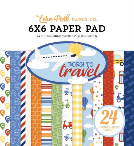 Echo Park - Designpapier "Born To Travel" Paper Pack 6x6 Inch - 24 Bogen