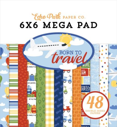 Echo Park - Designpapier "Born To Travel" Cardmakers Mega Pad 6x6 Inch - 48 Bogen