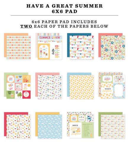 Echo Park - Designpapier "Have A Great Summer" Paper Pack 6x6 Inch - 24 Bogen