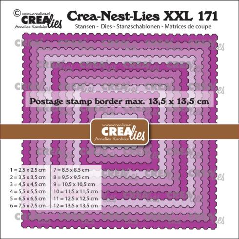 Crealies - Stanzschablone "No. 171 Vierkanten met Postzegelrand" Crea-Nest-Lies XXL Dies