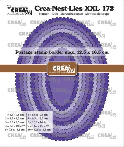 Crealies - Stanzschablone "No. 172 Ovalen met Postzegelrand" Crea-Nest-Lies XXL Dies