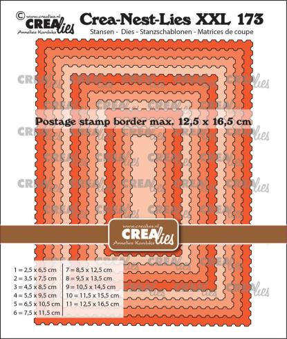 Crealies - Stanzschablone "No. 173 Rechthoeken met Postzegelrand" Crea-Nest-Lies XXL Dies
