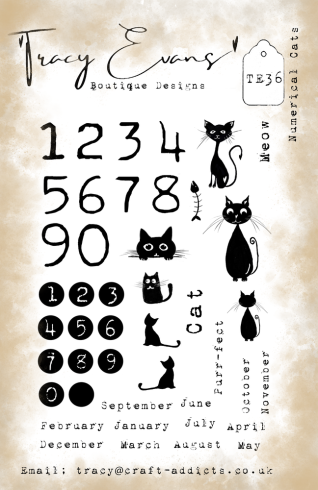 Tracy Evans - Stempelset "Numerical Cats" Clear Stamps