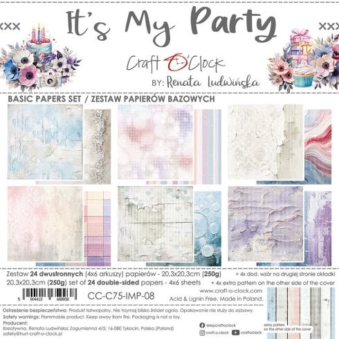 Craft OClock - Designpapier "It's My Party" Basic Paper Pack 8x8 Inch - 24 Bogen