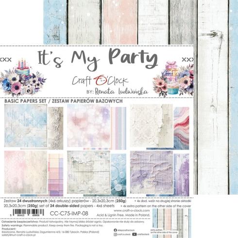 Craft OClock - Designpapier "It's My Party" Basic Paper Pack 8x8 Inch - 24 Bogen