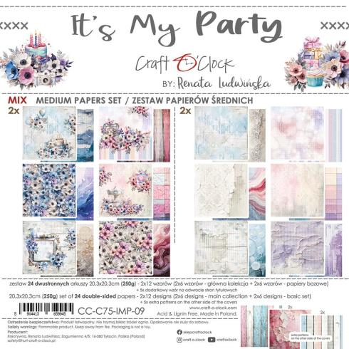Craft OClock - Designpapier "It's My Party" Medium Paper Pack 8x8 Inch - 24 Bogen