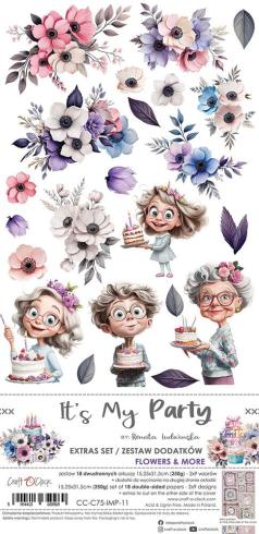 Craft OClock - Ausschneidebogen "It's My Party" Extra Set Flowers & More - 18 Bogen
