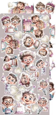 Craft OClock - Ausschneidebogen "It's My Party" Extra Set Flowers & More - 18 Bogen