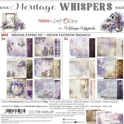 Craft OClock - Designpapier "Heritage Whispers" Medium Paper Pack 8x8 Inch - 24 Bogen