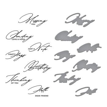 Spellbinders - Buchdrucktechnik "Crafty Hugs Sentiments" BetterPress Plate & Dies