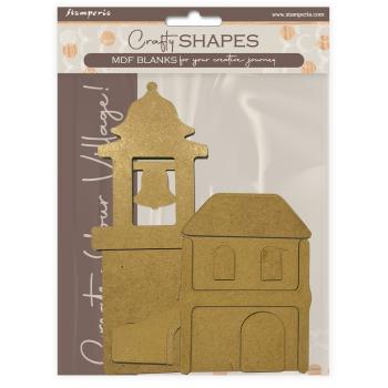 Stamperia - Holzteile "Silent Sea Village Bell Tower and Bridge Landscape" MDF Crafty Shapes Blanks