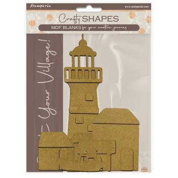 Stamperia - Holzteile "Silent Sea Village Lighthouse Landscape" MDF Crafty Shapes Blanks