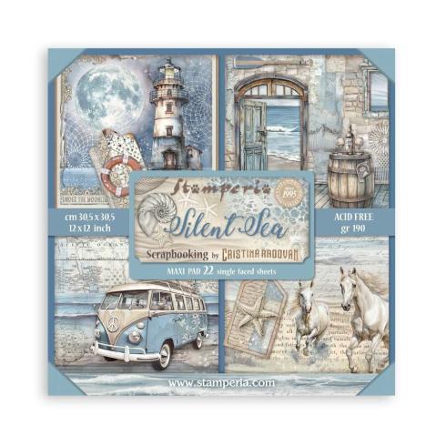 Stamperia - Designpapier "Silent Sea" Maxi Paper Pack 12x12 Inch - 22 Bogen